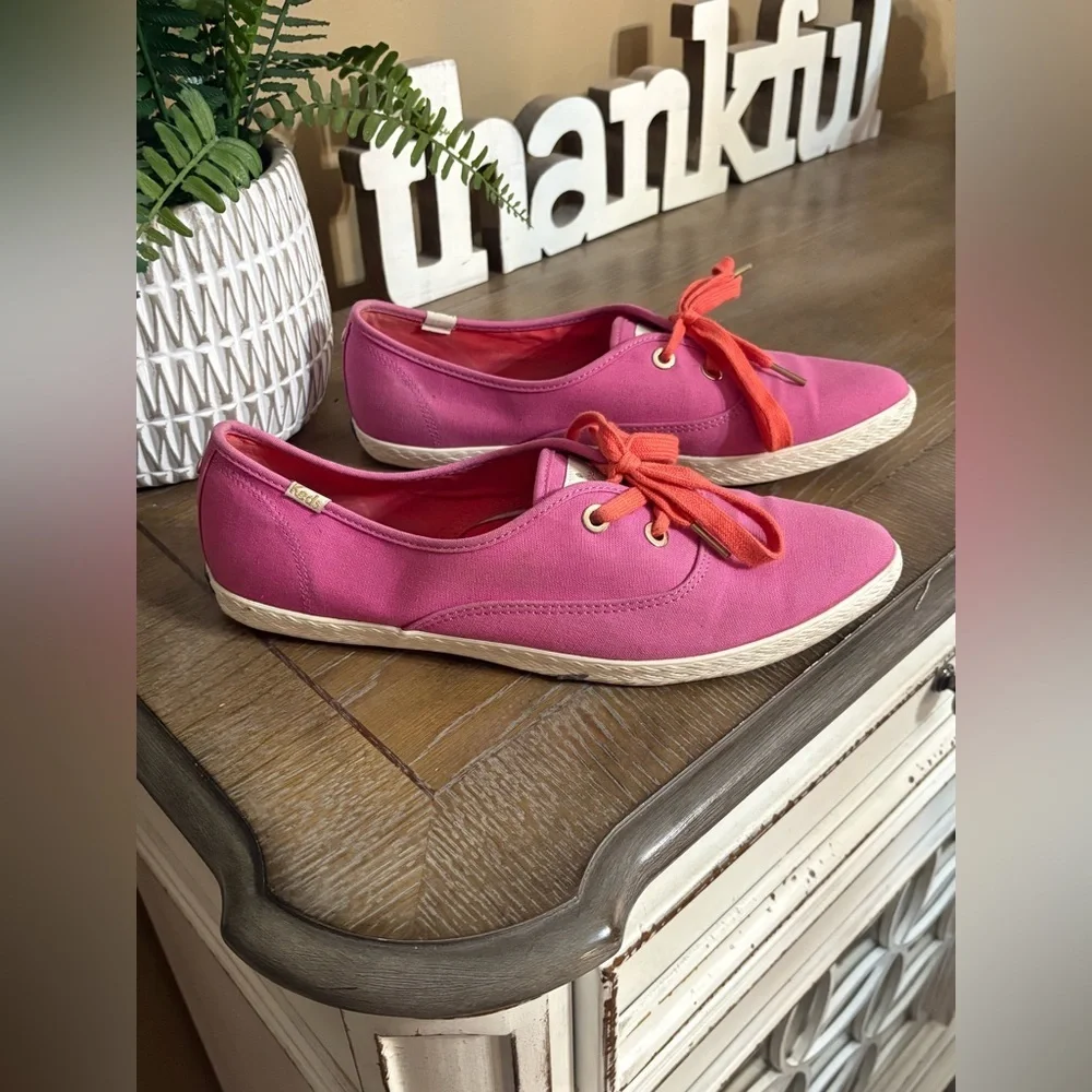 Keds x Kate Spade New York Champion sneakers in hot pink canvas with coral laces